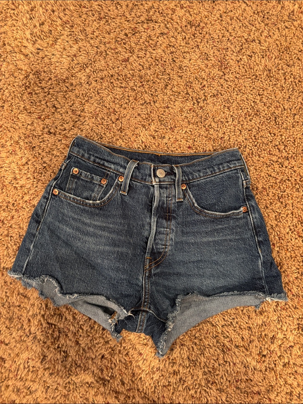 Levi's Dark Indigo High-Rise Cutoff Jean Shorts